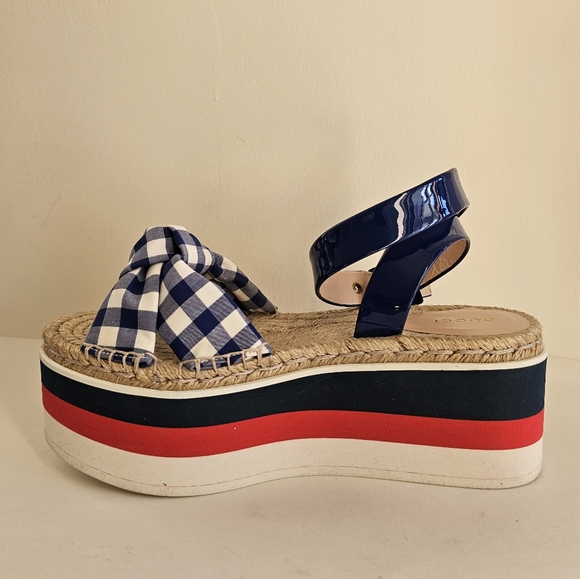Gucci Patent Leather and Gingham Platform Sandals, 39 - Picture 5 of 10